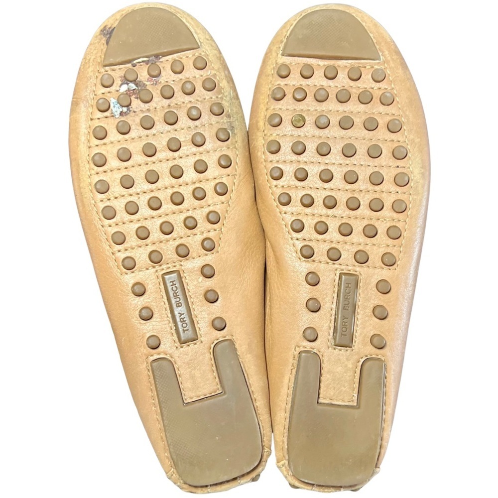 Tory Burch Tan Leather Logo Driving Loafers | Size 8.5M | Gold Hardware - Picture 7 of 10